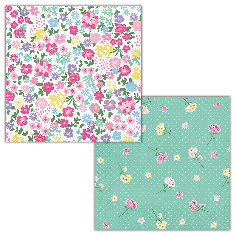 16 serviettes de table à motifs floraux pour un goûter, 33 cm