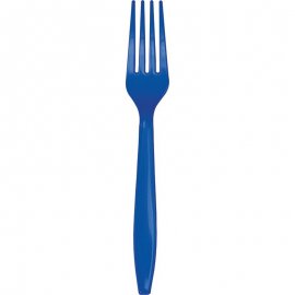 24 FOURCHETTES EN PLASTIQUE COBALT DE QUALITÉ SUPÉRIEURE