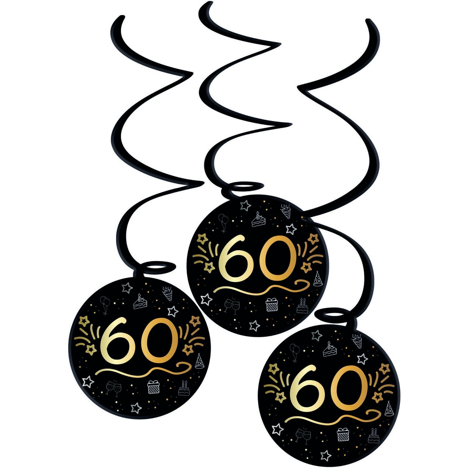 3 pendentifs « Joyeux anniversaire » pour un 60e anniversaire