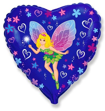 Palloncino a forma di cuore Lady Butterfly 45 cm