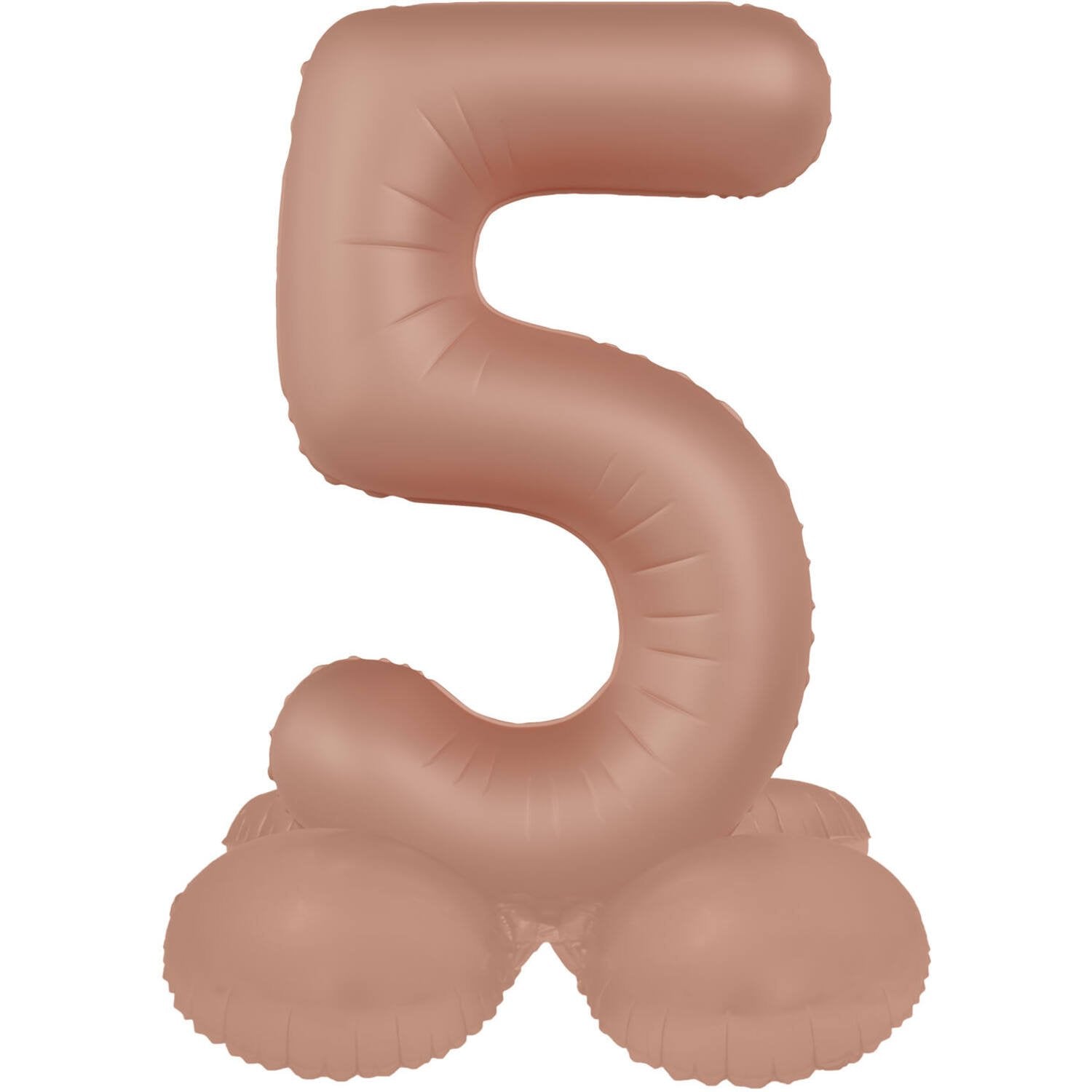 Palloncino numero 5 Vintage Rose Ultra Matte con supporto 41 cm