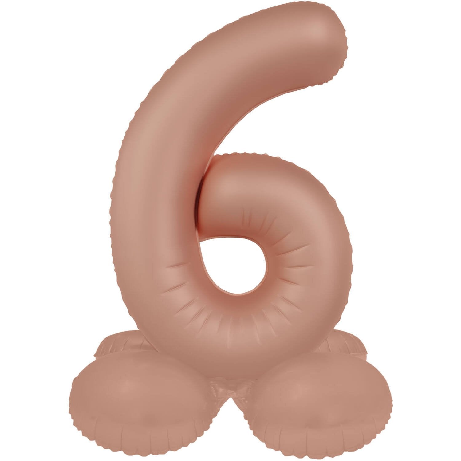 Palloncino numero 6 Vintage Rose Ultra Matte con supporto 41 cm