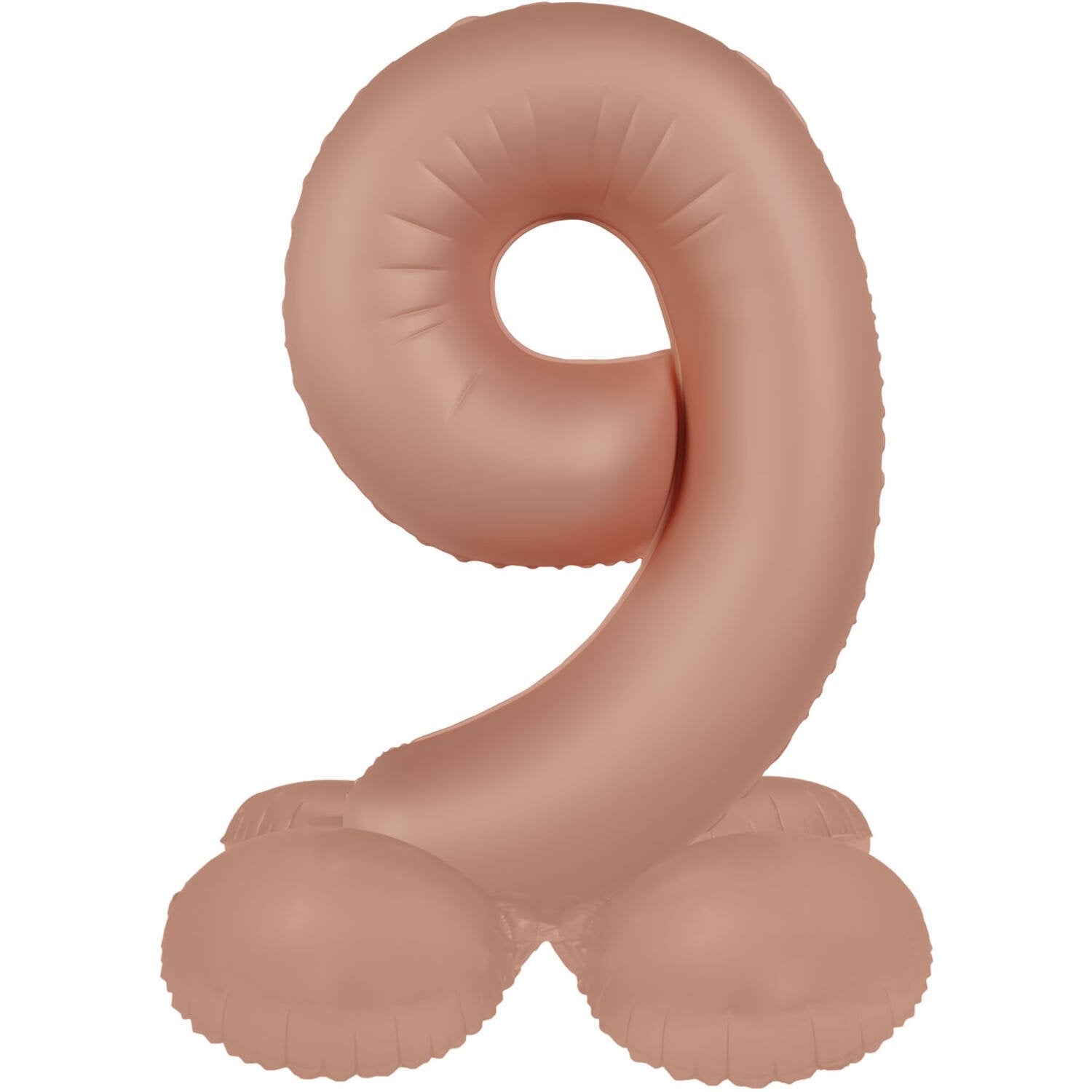 Palloncino numero 9 Vintage Rose Ultra Matte con supporto 41 cm