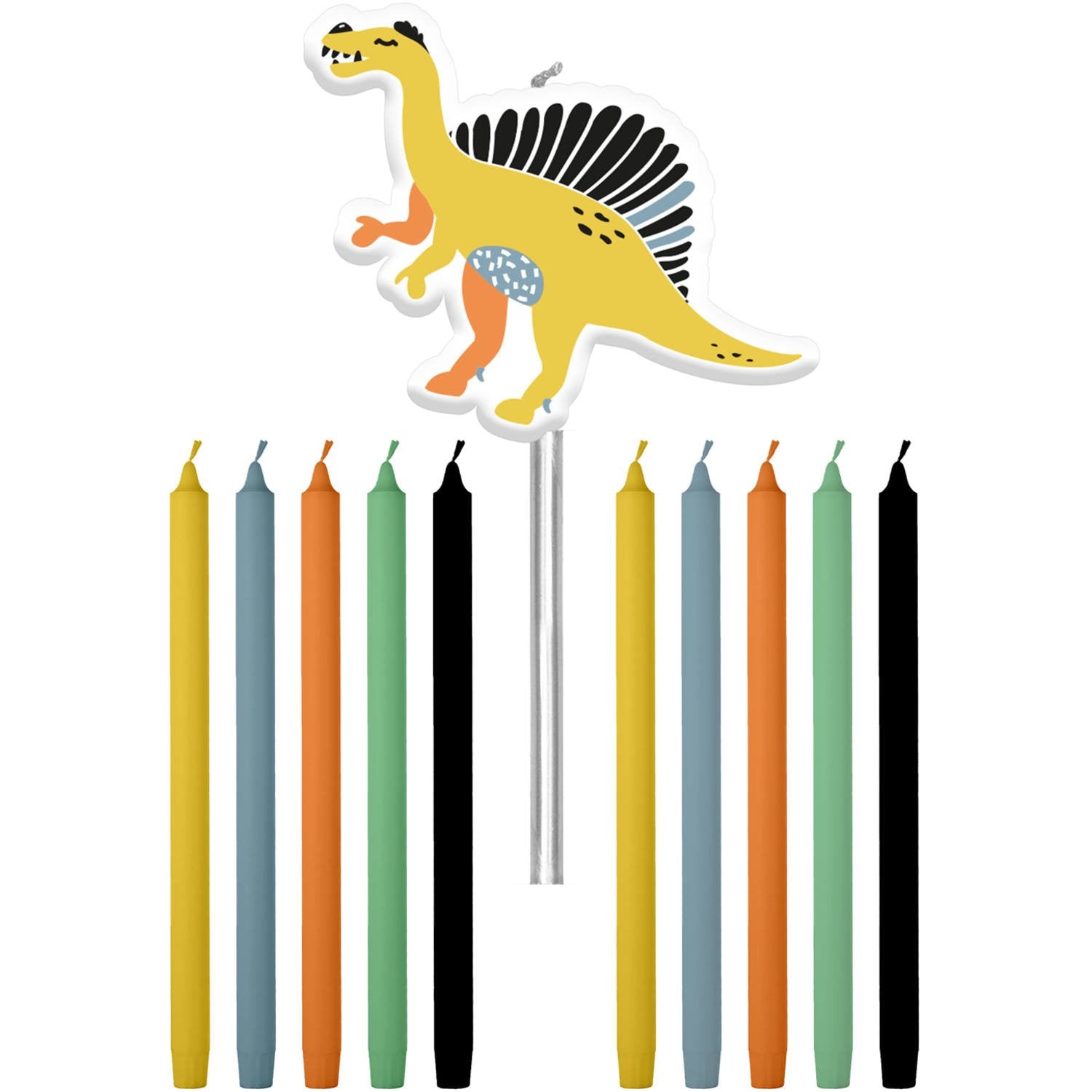 11 candele dritte a forma di dinosauro da 10 cm