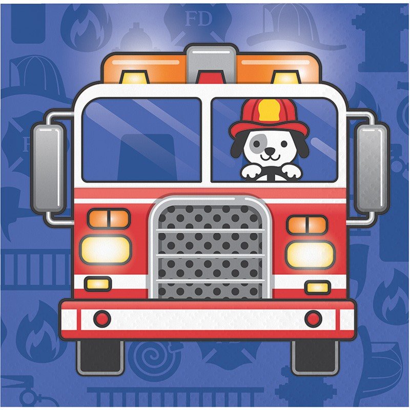 16 SERVILLETAS 25 CM FLAMING FIRE TRUCK