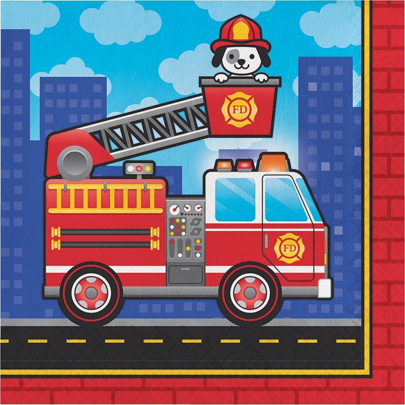 16 TOVAGLIOLI 33 CM FIAMME LATO CAMION DEI POMPIERI