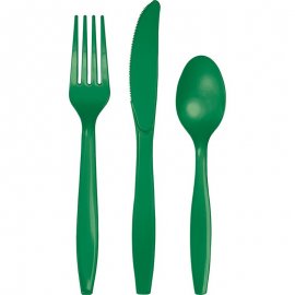 18 POSATE IN PLASTICA PREMIUM VERDE SMERALDO