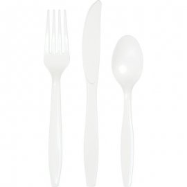18 POSATE IN PLASTICA BIANCA PREMIUM