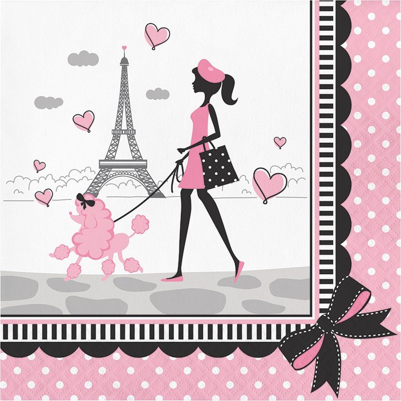 16 SERVIETTES DE 33 CM POUR UNE FÊTE À PARIS