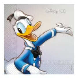 20 serviettes de table 33 cm Disney 100 Donald