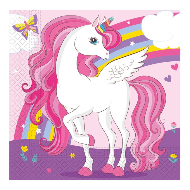 20 TOVAGLIOLI 33 CM Unicorno Colori Arcobaleno