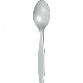 24 CUCHARAS PLASTICO PREMIUM SHIMMERING SILVER