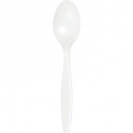 24 CUCCHIAI DI PLASTICA BIANCA PREMIUM