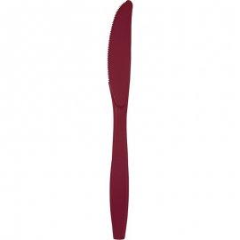 24 COLTELLI IN PLASTICA PREMIUM COLOR BORGOGNA