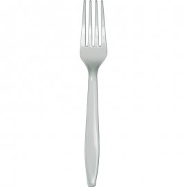 24 TENEDORES PLASTICO PREMIUM SHIMMERING SILVER