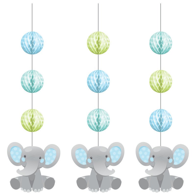 3 ciondoli a forma di elefante blu