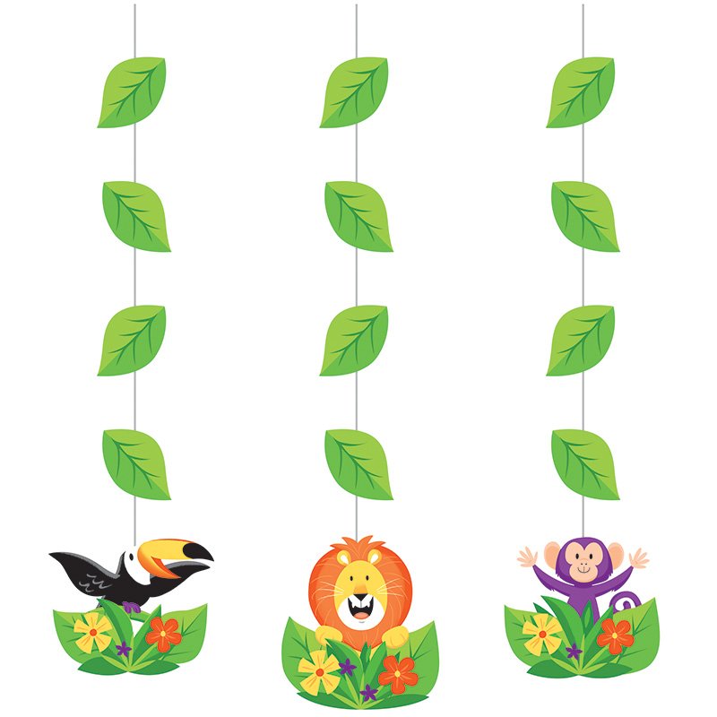 3 decorazioni sospese a tema safari nella giungla
