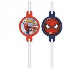 4 pailles en papier Spiderman