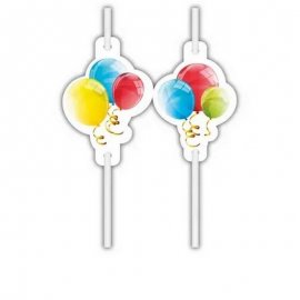 4 ballons scintillants, pailles en papier