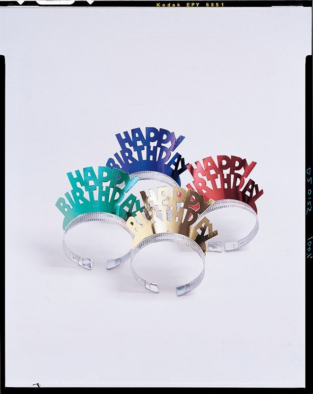 4 TIARAS EN PAPIER D'ALUMINIUM JOYEUX ANNIVERSAIRE