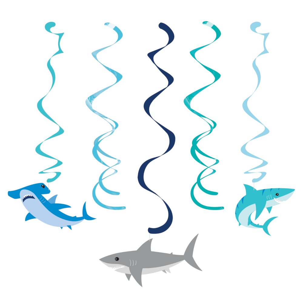 5 Decorazioni sospese SHARK PARTY