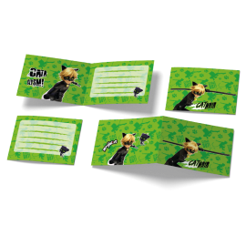 6 invitations Chat Noir 240 x 80 mm