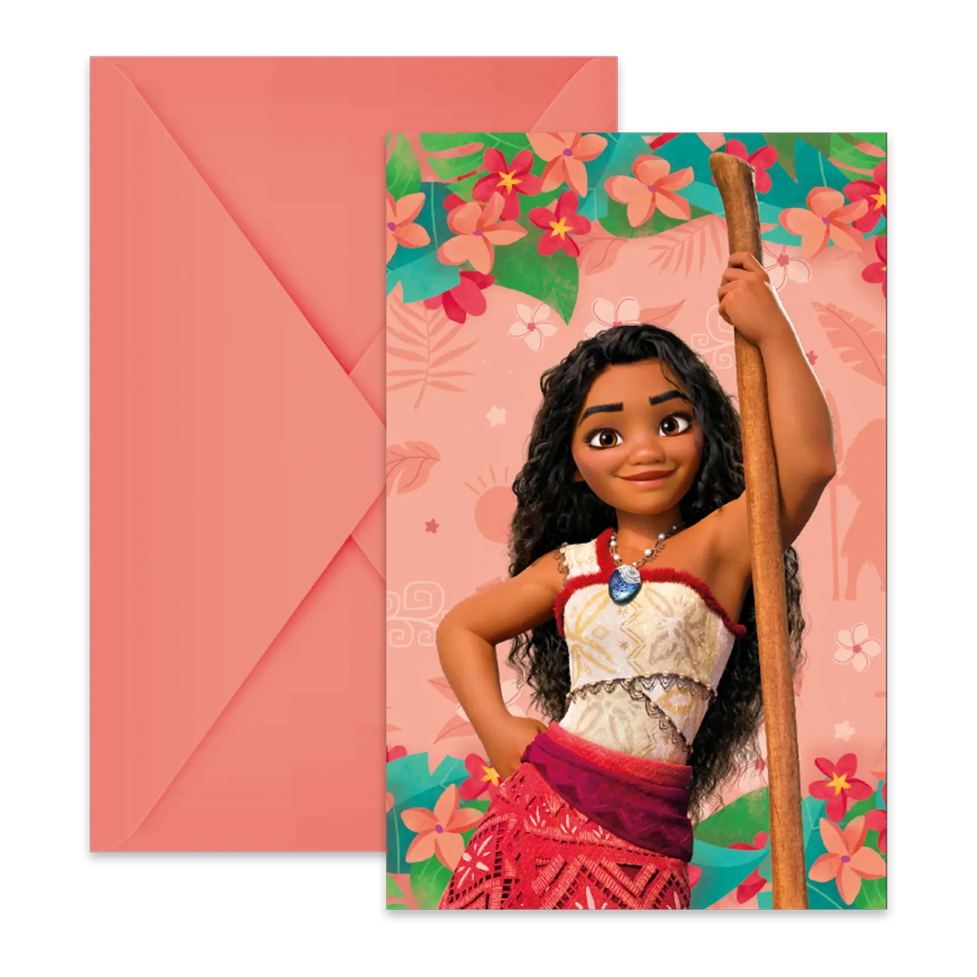 6 invitations Moana avec enveloppes