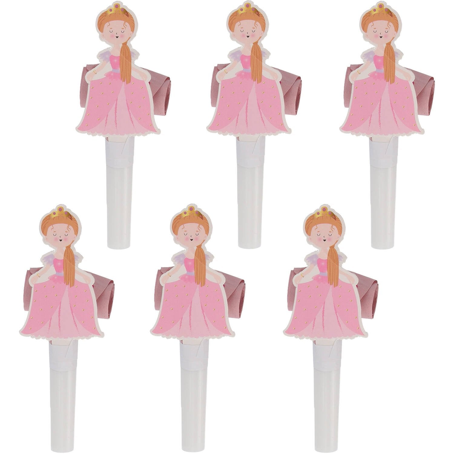 6 sifflets de fête de princesse
