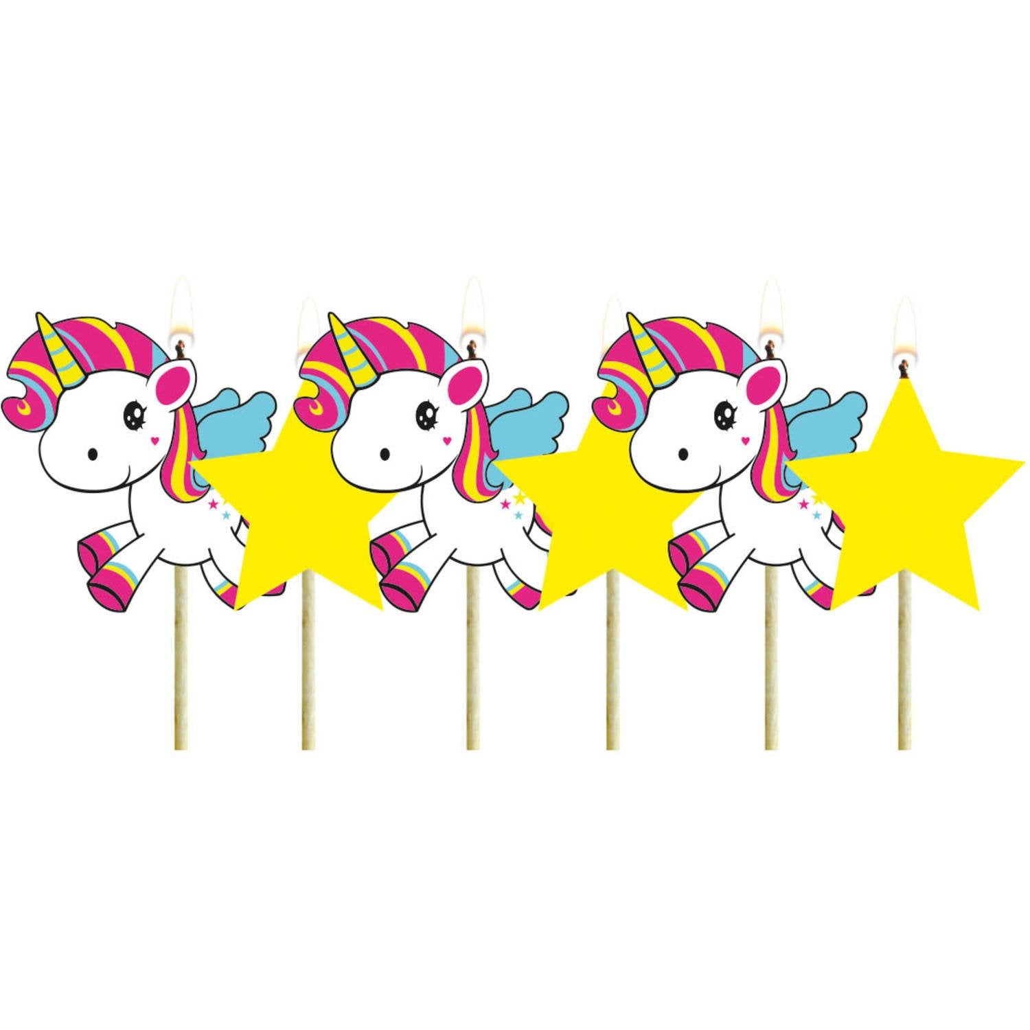 6 candele unicorno 6 x 3 cm