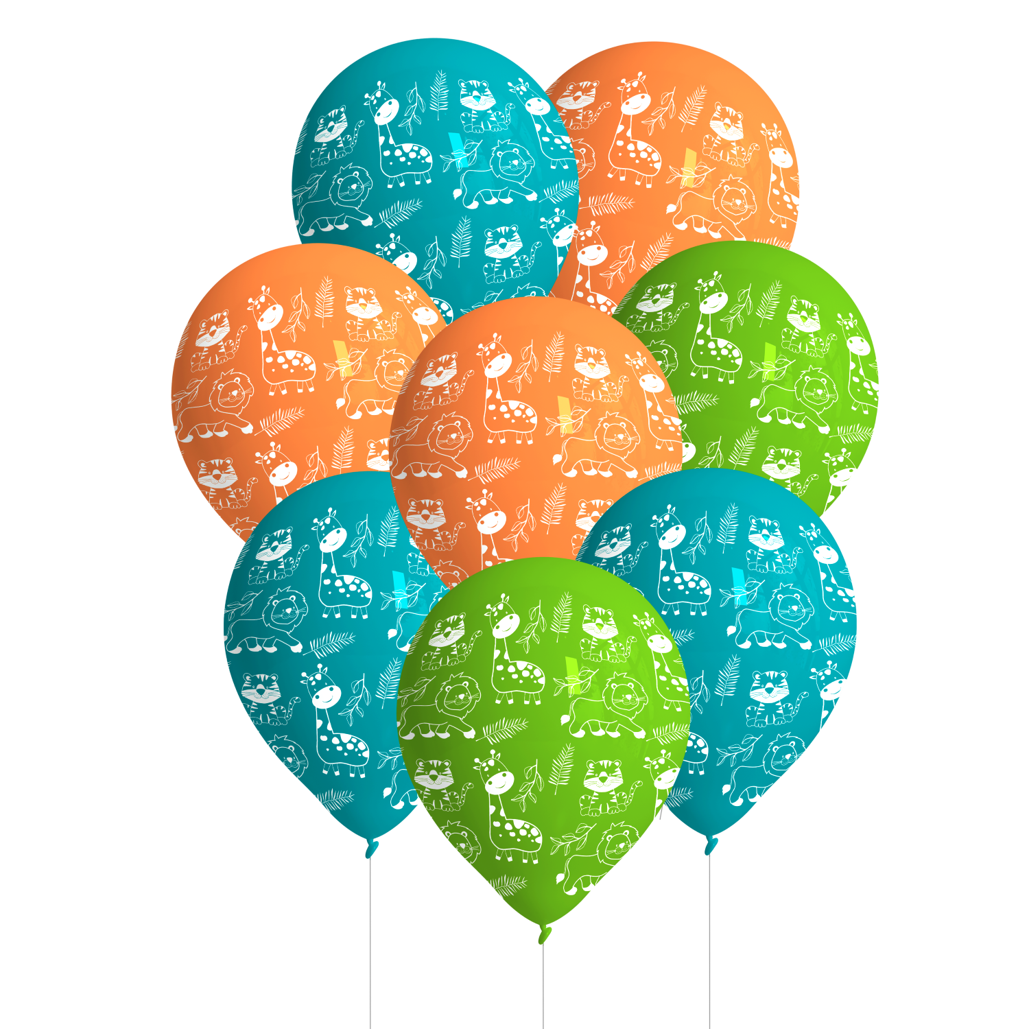 8 GLOBOS LATEX 27 CM JUNGLE ANIMALS