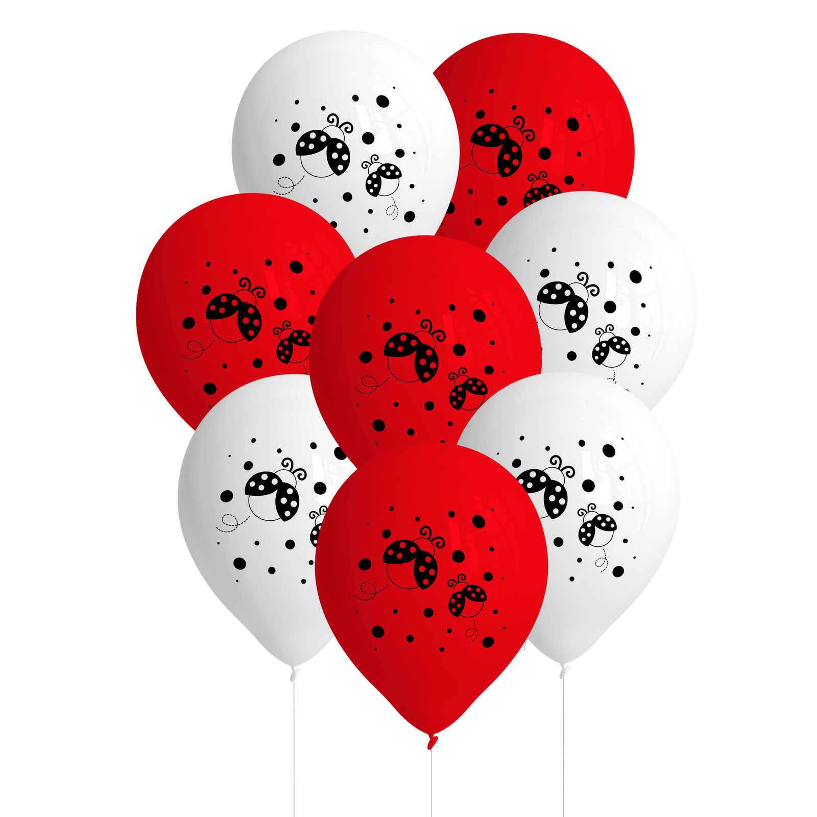 8 PALLONCINI IN LATTICE COCCINELLA 27 CM