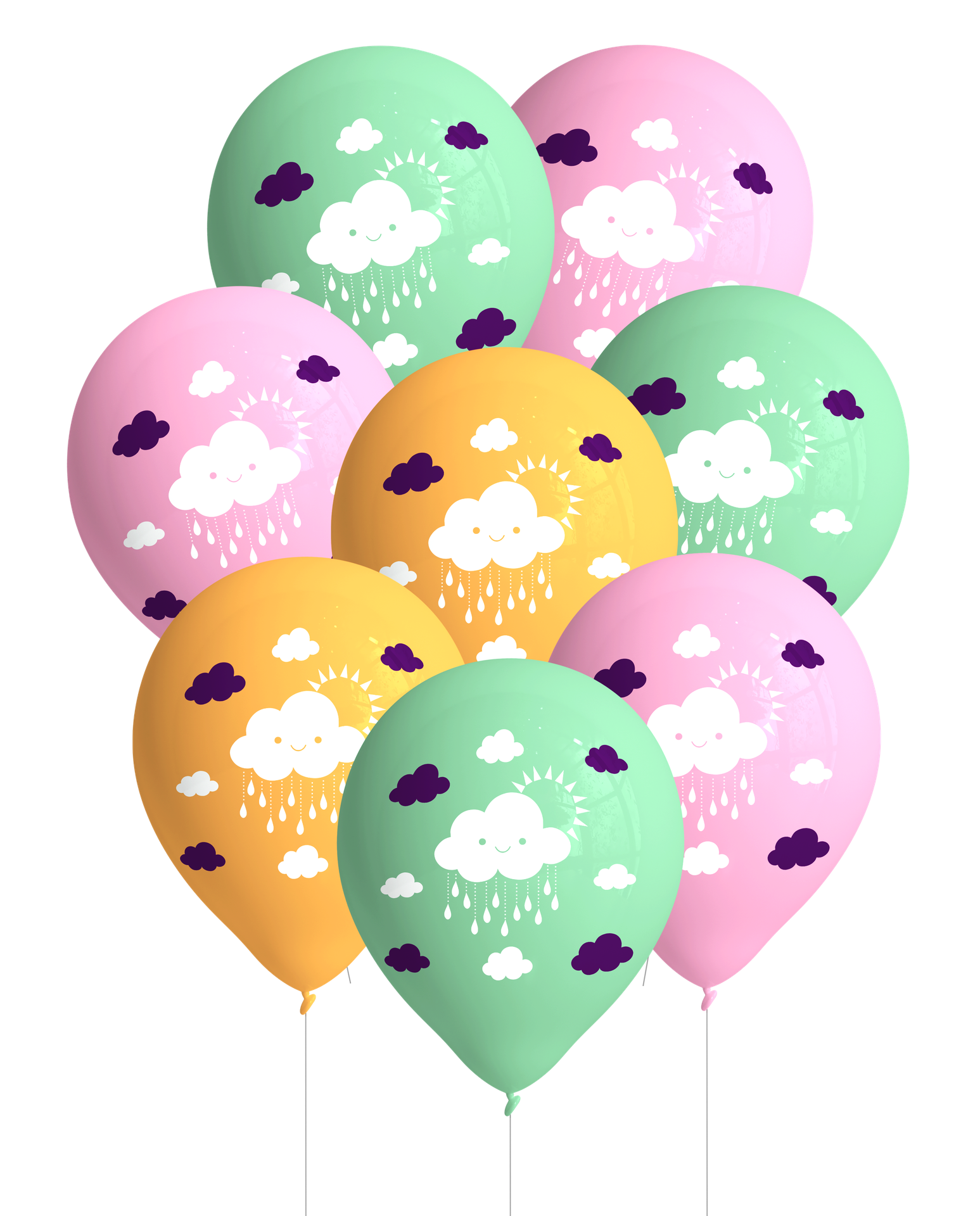 8 GLOBOS LATEX 27 CM SUNSHINE CLOUDS