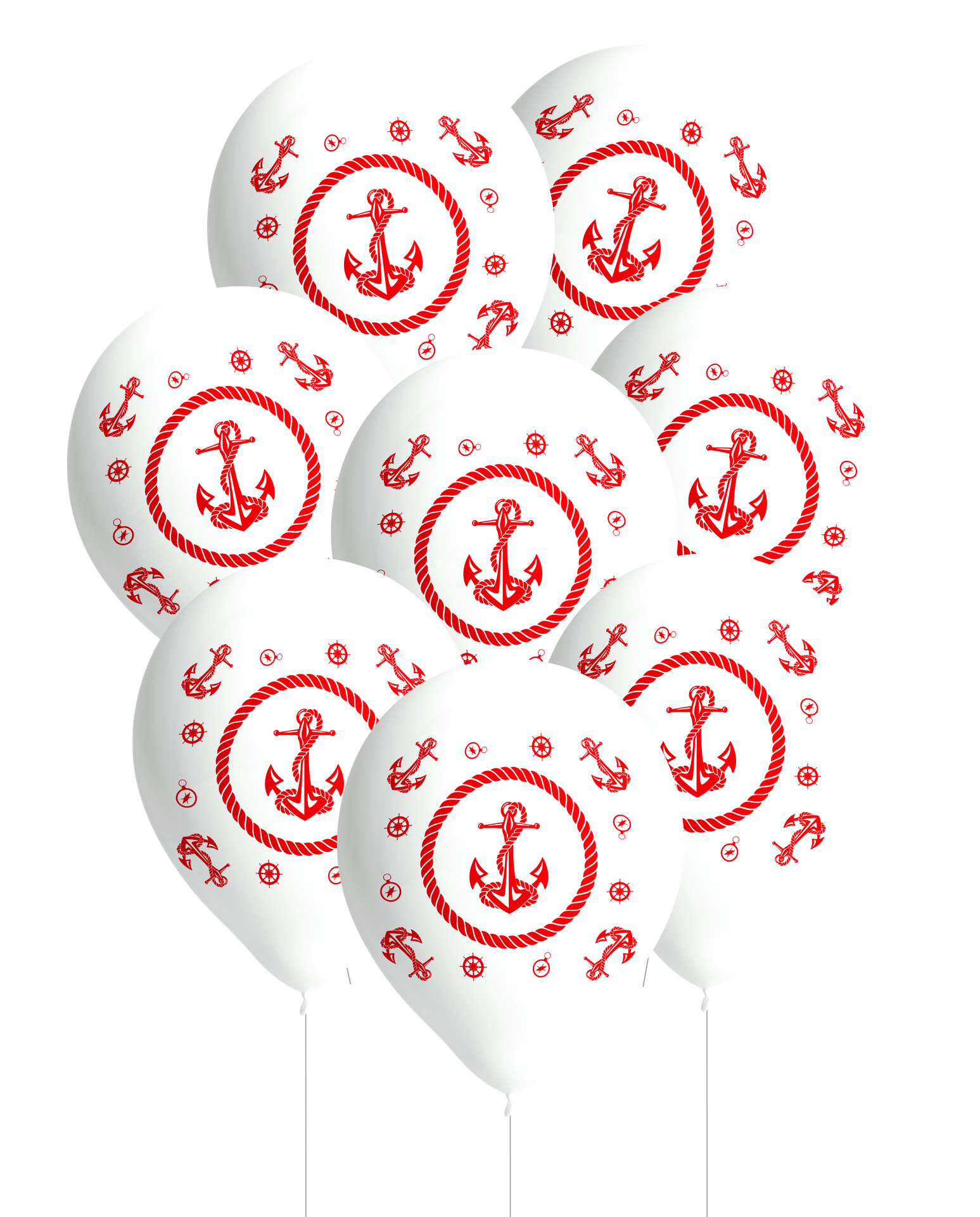 8 Globos Anchor Nautic Látex 27 cm
