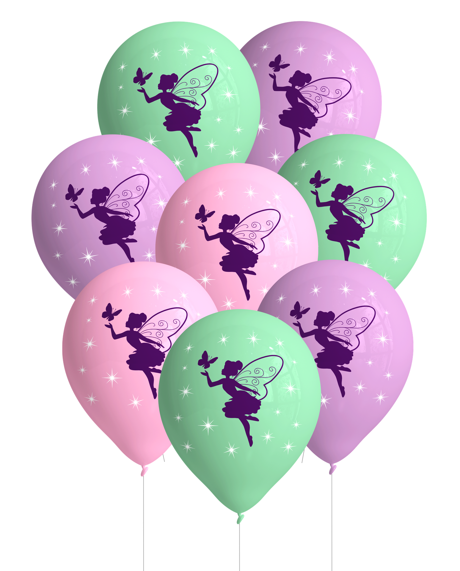 8 palloncini in lattice da 27 cm con fata floreale scintillante
