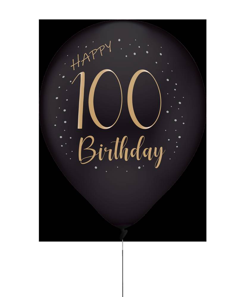 8 eleganti palloncini in lattice nero 100 anni