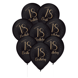 8 eleganti palloncini in lattice nero per 18 anni