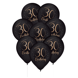 8 eleganti palloncini in lattice nero per 30 anni