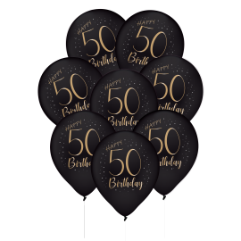 8 eleganti palloncini in lattice nero per 50 anni