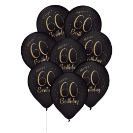 8 eleganti palloncini in lattice nero per 60 anni