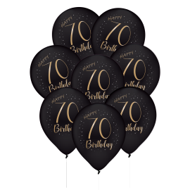 8 eleganti palloncini in lattice nero per 70 anni