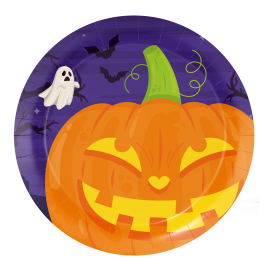 8 ASSIETTES CITROUILLE D'HALLOWEEN 18 CM