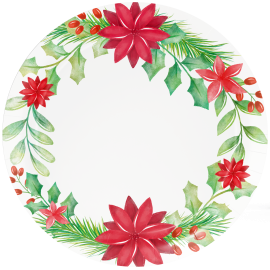 8 PIATTI DI NATALE CON POINSETTIA 23 CM