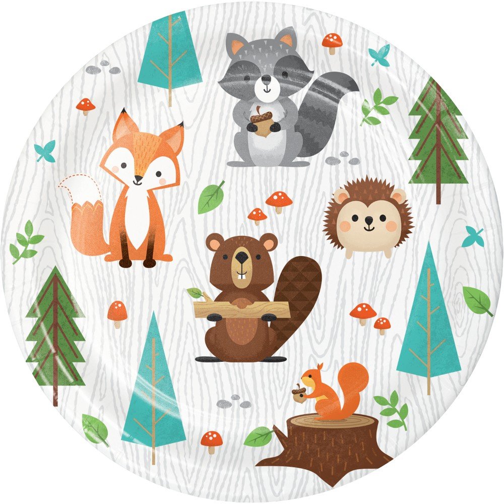 8 Piatti 18 cm Animali della Foresta