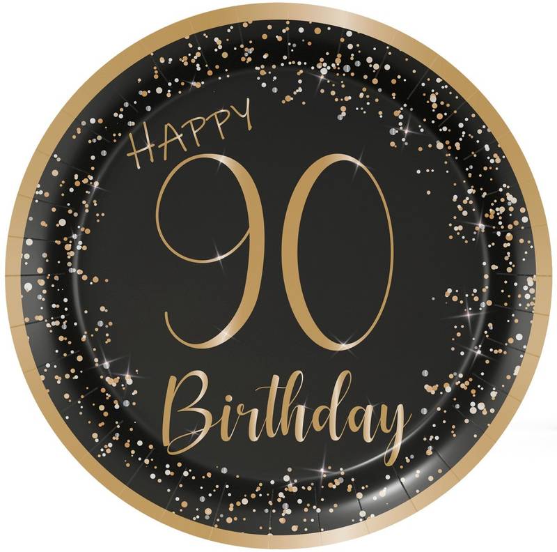 8 Platos 23 Cm Elegant Negro 90 Años