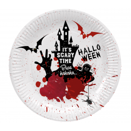 8 assiettes d'Halloween sanglantes de 23 cm