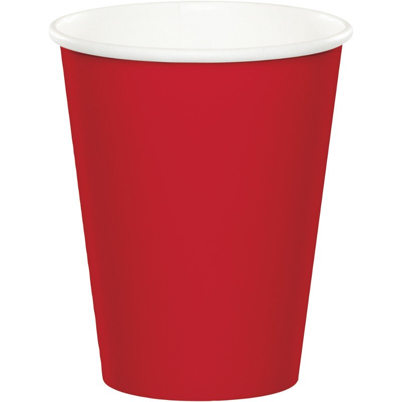 8 VASOS DE PAPEL 250 ML CLASSIC RED