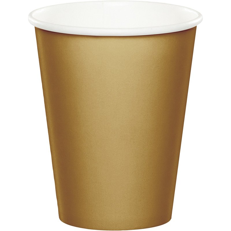 8 VASOS DE PAPEL 250 ML GLITTERING GOLD