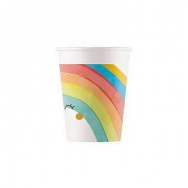 8 gobelets en papier pour fête arc-en-ciel