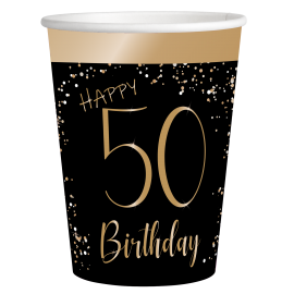 8 eleganti bicchieri neri per il 50° anniversario da 250 ml