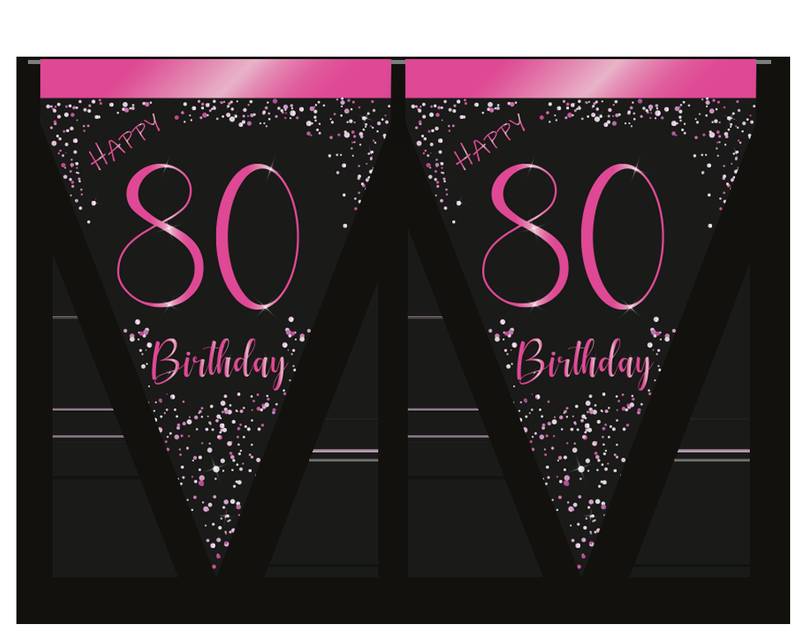 Fanion rose élégant 80e anniversaire 3m
